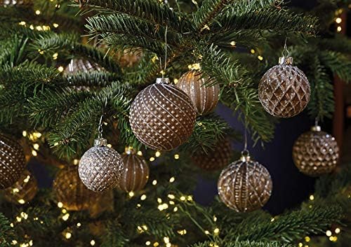 MC-Trend 12er Set edle Luxus Glas Weihnachtskugeln Ø 6cm Weihnachtsbaum Kugeln Christbaumkugeln Weih