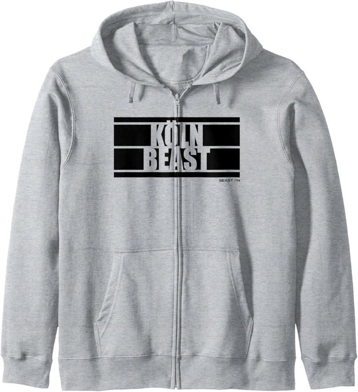 Köln Beast Fitness Training Gym Motivation Sprüche weisses Kapuzenjacke