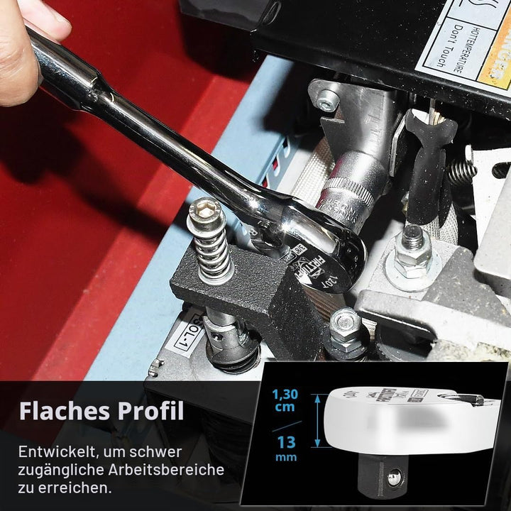 FIRSTINFO F32433C Ratsche 3/8″(9.5 mm) – versiegelter Kopf mit 120 Zähnen | kompakter umkehrbarer Kn