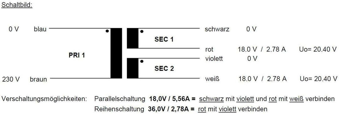 Sedlbauer Ringkerntrafo Transformator 100VA 2x18V für Audio, Industrie, Halogen und Schienensysteme