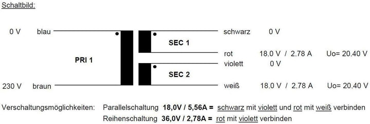 Sedlbauer Ringkerntrafo Transformator 100VA 2x18V für Audio, Industrie, Halogen und Schienensysteme
