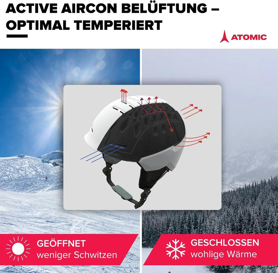 ATOMIC SAVOR VISOR JR Skihelm mit Visier - Für Kinder &amp; Jugendliche - Max. Stossdämpfung - Active Ai