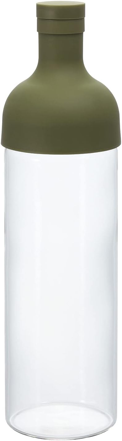 Hario, Filter Bottle, Fib-75-OG, Kunststoff und Glas, olivgrün, 750 ml, 10 x 10 x 25 cm 10 x 10 x 25