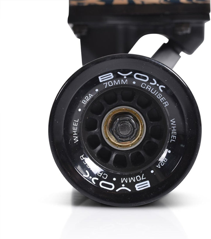 Byox Kinder Skateboard Longboard 41 Zoll, PU Rollen, ABEC-11, Gurt, bis 100 kg Schwarz, Schwarz