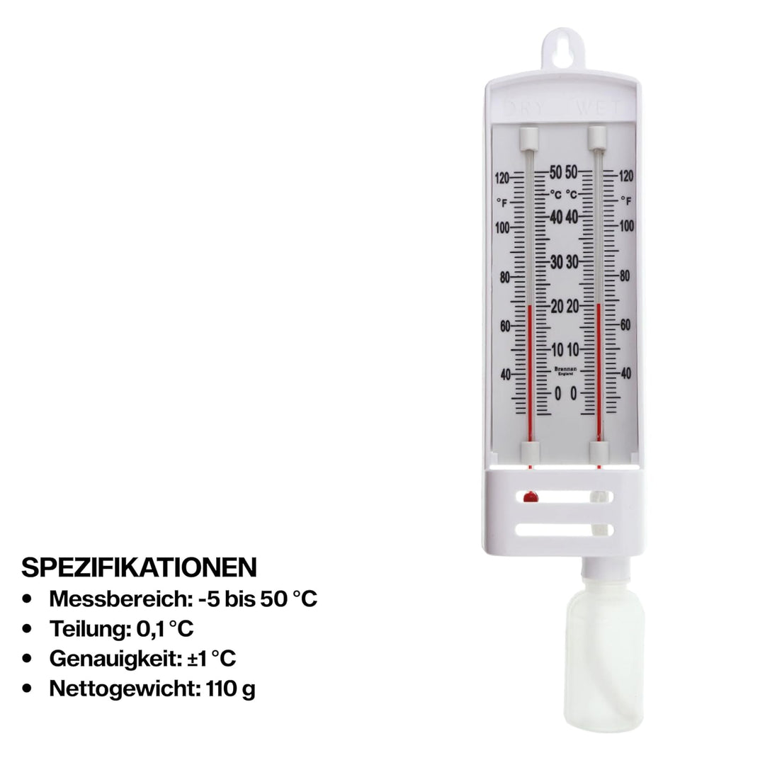 Brannan Maurer-Hygrometer, Nass- und Trocken-Glühbirne – C&F