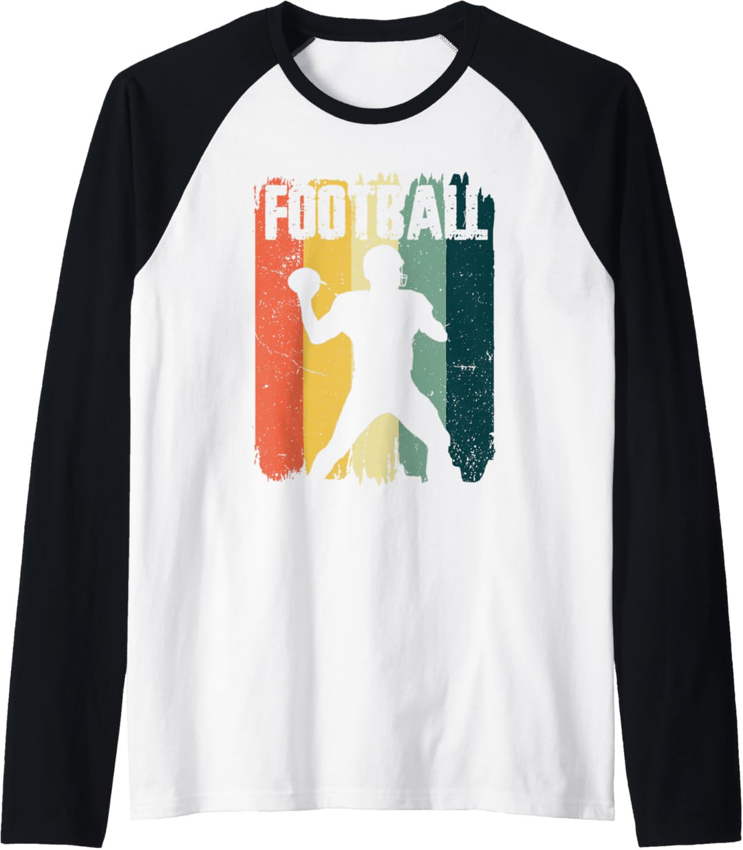 Fussball Sport, Retro Vintage Sonnenuntergang, Fussballspieler Raglan