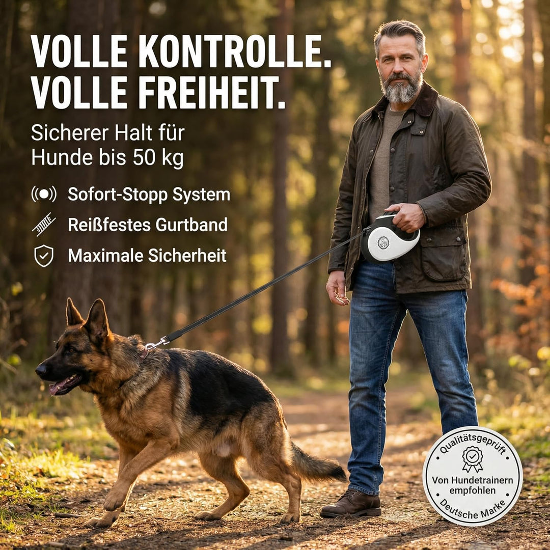 HUND IST KÖNIG Rollleine Hundeleine 5m für kleine &amp; grosse Hunde | Hochwertige Hundeleine ausziehbar