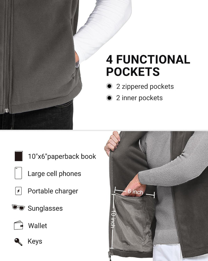 Outdoor Ventures Fleece Weste Herren Leicht Ärmellose Fleeceweste Jacke Winddicht Warm Gefütterte Wi