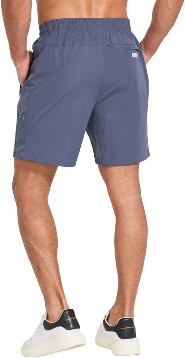 JustSun Shorts Herren Sport Schnelltrocknend Leichte Atmungsaktiv mit Reissverschluss, 3XL Denim Bla