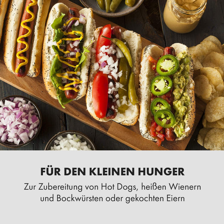 Klarstein Pro Wurstfabrik 450 Profi Hot Dog Maker, 450 Watt, 30-100 °C, Glaszylinder: Ø 20 cm, unter
