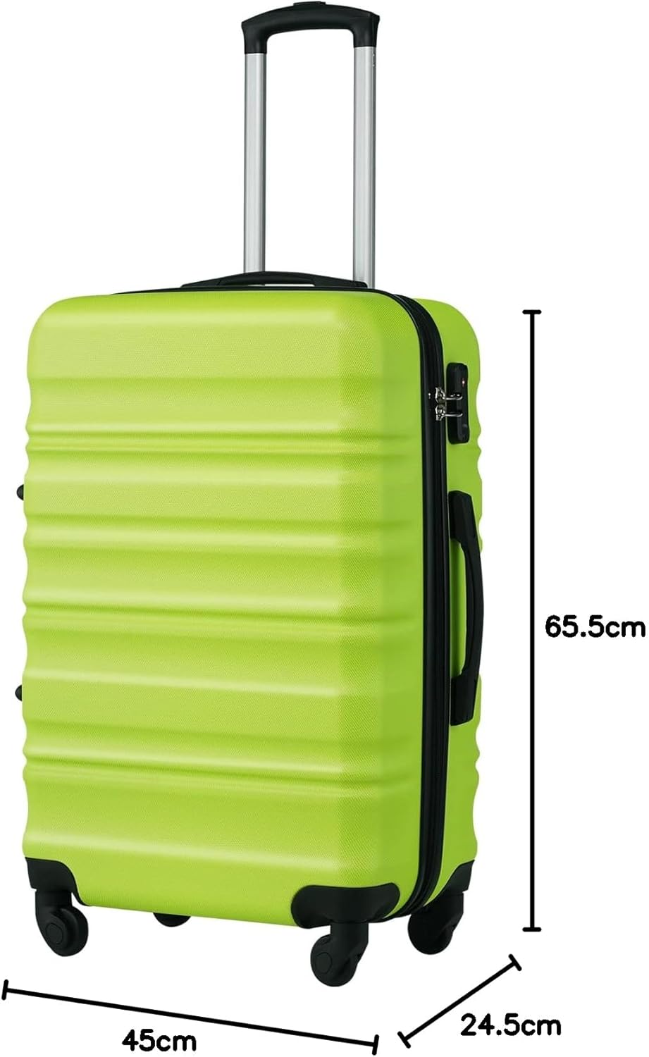 COOLIFE Hartschalen-Koffer Trolley Rollkoffer Reisekoffer mit TSA-Schloss und 4 Rollen (Grün, Mittel