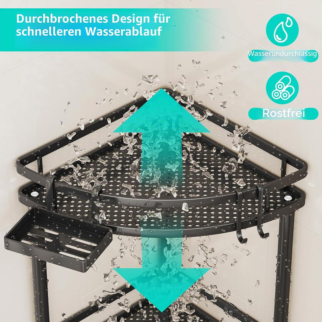HapiRm Duschablage ohne Bohren Ecke - 3 Stück Duschregal Stehend Duschregal Ohne Bohren mit Aufbewah