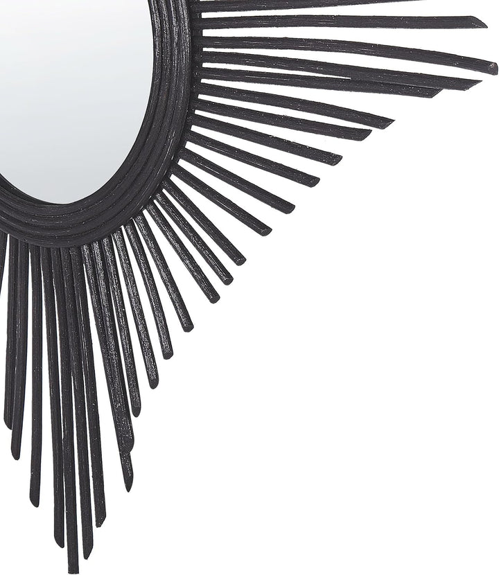 Wandspiegel schwarz aus Rattan dekorativ Rautenform Boho Modern 60x60 cm Majene