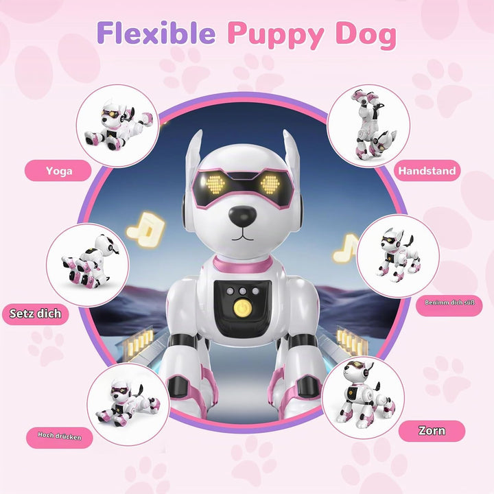 PRANITE Roboter Hund, Programmierbarer Roboterhund Kinder Ferngesteuerter Spielzeug, Wiederaufladbar
