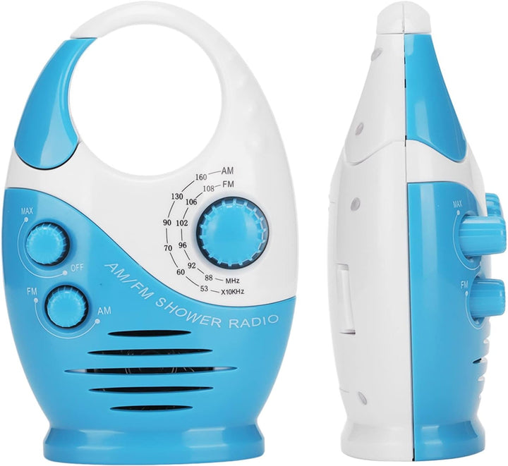 Sxhlseller Tragbares Radio, Hakentyp Blau AM FM Radio Batteriebetriebenes, Wasserdichtes Duschradio