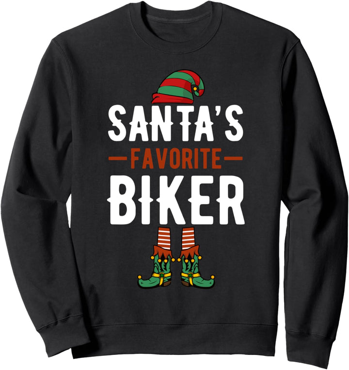 Santas Favorite Biker Elf Funny Christmas Family Matching Sweatshirt