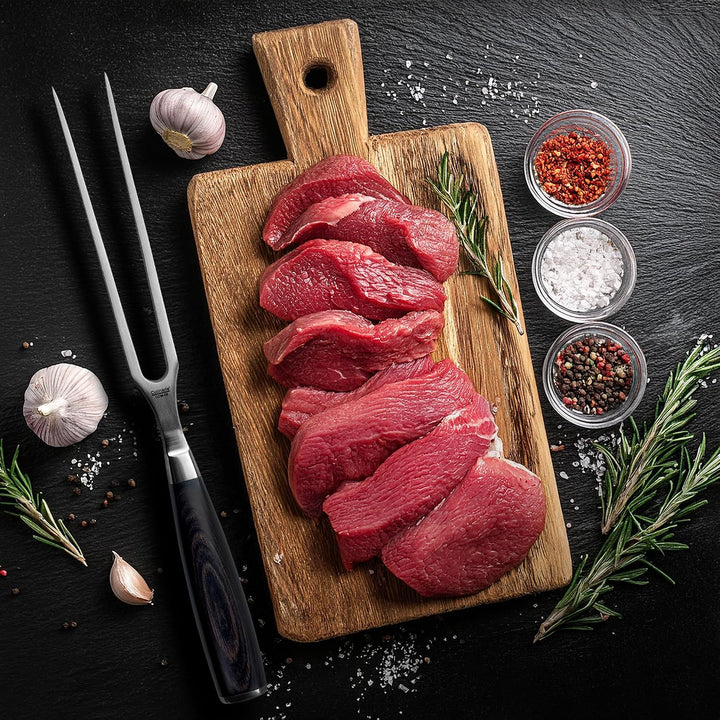Culinaris Fleischgabel 19 cm aus Edelstahl – Robuste Tranchier- &amp; Bratengabel mit ergonomischem Pakk
