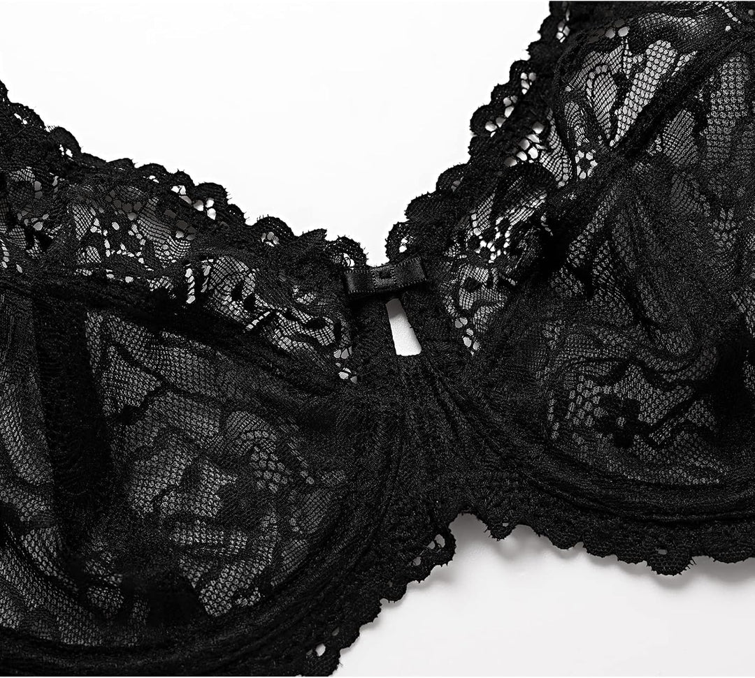 DELIMIRA Damen Minimizer BH Grosse Grössen ohne Polster Vollschalen mit Spitze 75B Schwarz, 75C