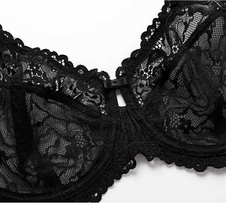 DELIMIRA Damen Minimizer BH Grosse Grössen ohne Polster Vollschalen mit Spitze 75E Schwarz, 75E Schw