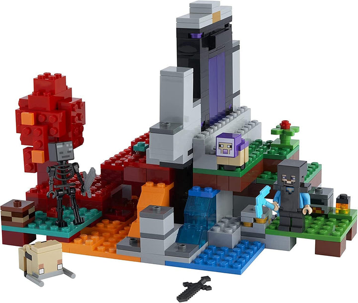 LEGO Minecraft The Ruined Portal 21172 Building Kit; Fun Minecraft Toy for Kids with Steve and a Wit