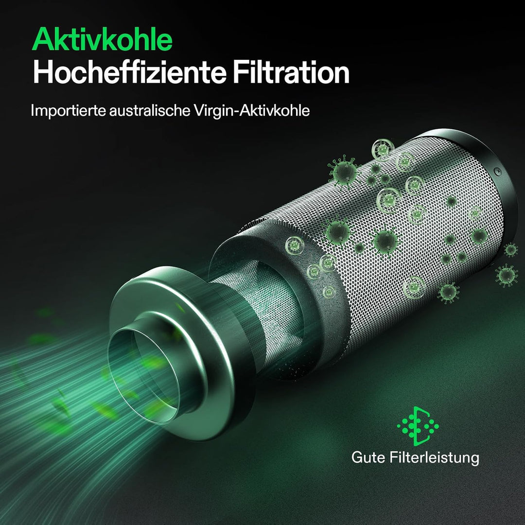 VIVOSUN Aktivkohlefilter 100mm Aktivkohlefilter Grow AKF Kohlefilter Geruchskontrolle mit Australisc