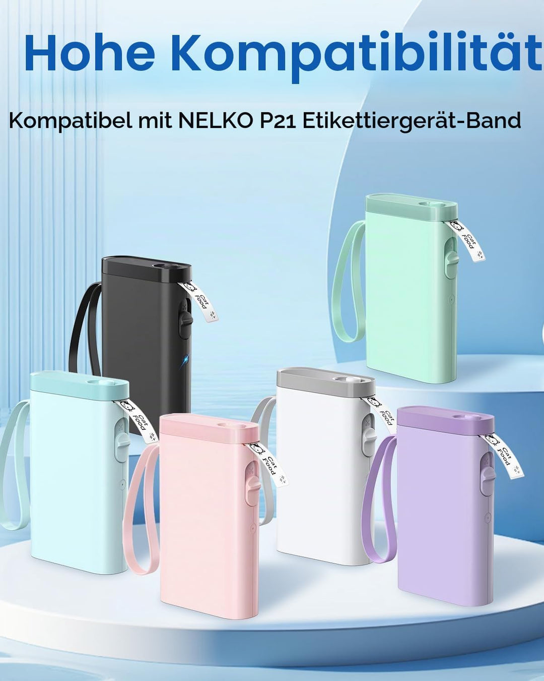 P21 Label Maker Tape kompatibel mit Nelko P21 Label Maker, 14x40mm, 180 Tapes/Roll, 4-Rollen, Weiss,