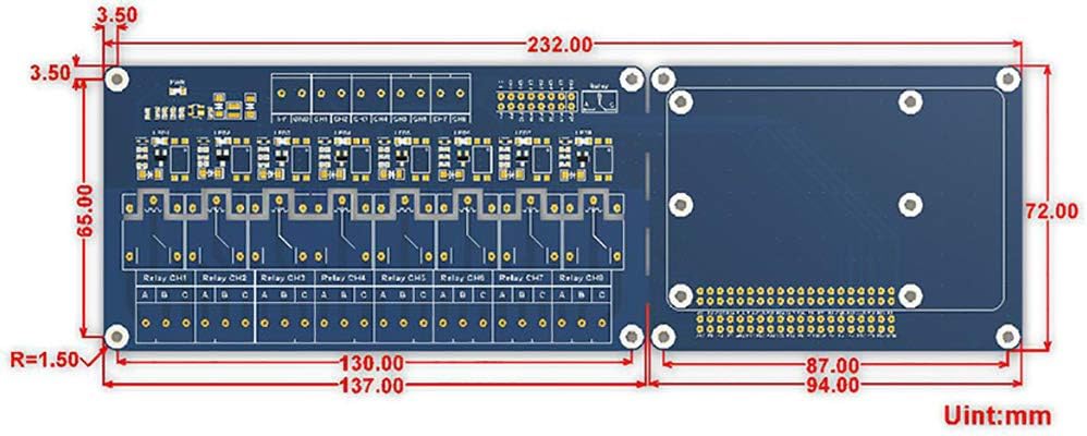 Waveshare Raspberry Pi Expansion Board 8-Channel Relays Loads up to 5A 250V AC or 5A 30V DC for Pi A