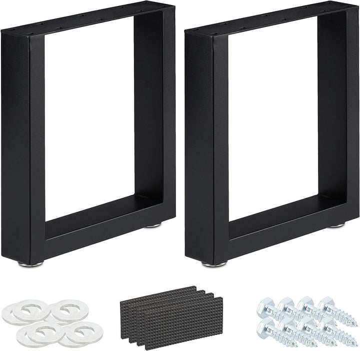Relaxdays Tischkufen 2er Set, BxH: 40x43 cm, Metall Tischbeine Schreibtisch, Esstisch, Couchtisch, I