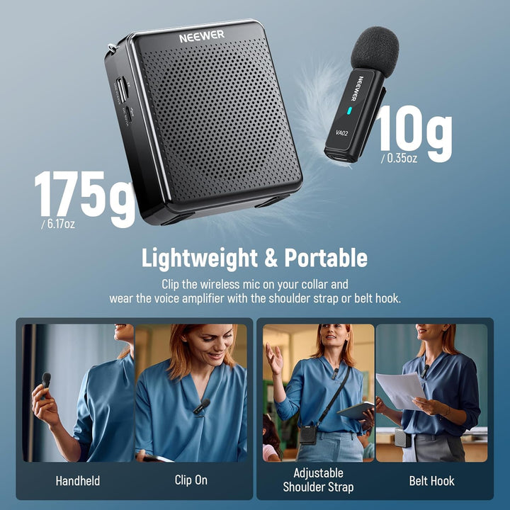 NEEWER Sprachverstärker mit kabellosem Mikrofon, tragbares, Tragbares Mini USB C, wiederaufladbar, G