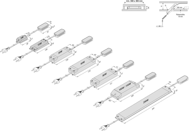 Trafo LED 24/30W Netzanschlussleitung 2 HERA 20604001201