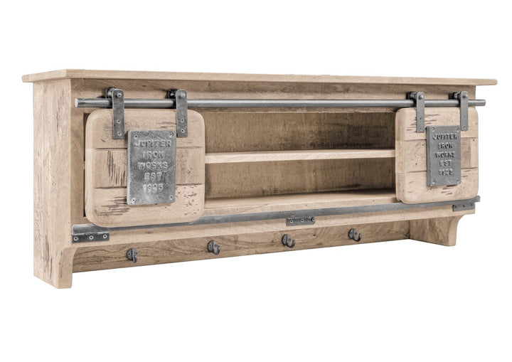 MASSIVMOEBEL24.DE Railway Wandgarderobe 115x30x45 Mango, Farbe:beige lackiert, Grösse:115x30x45 cm (