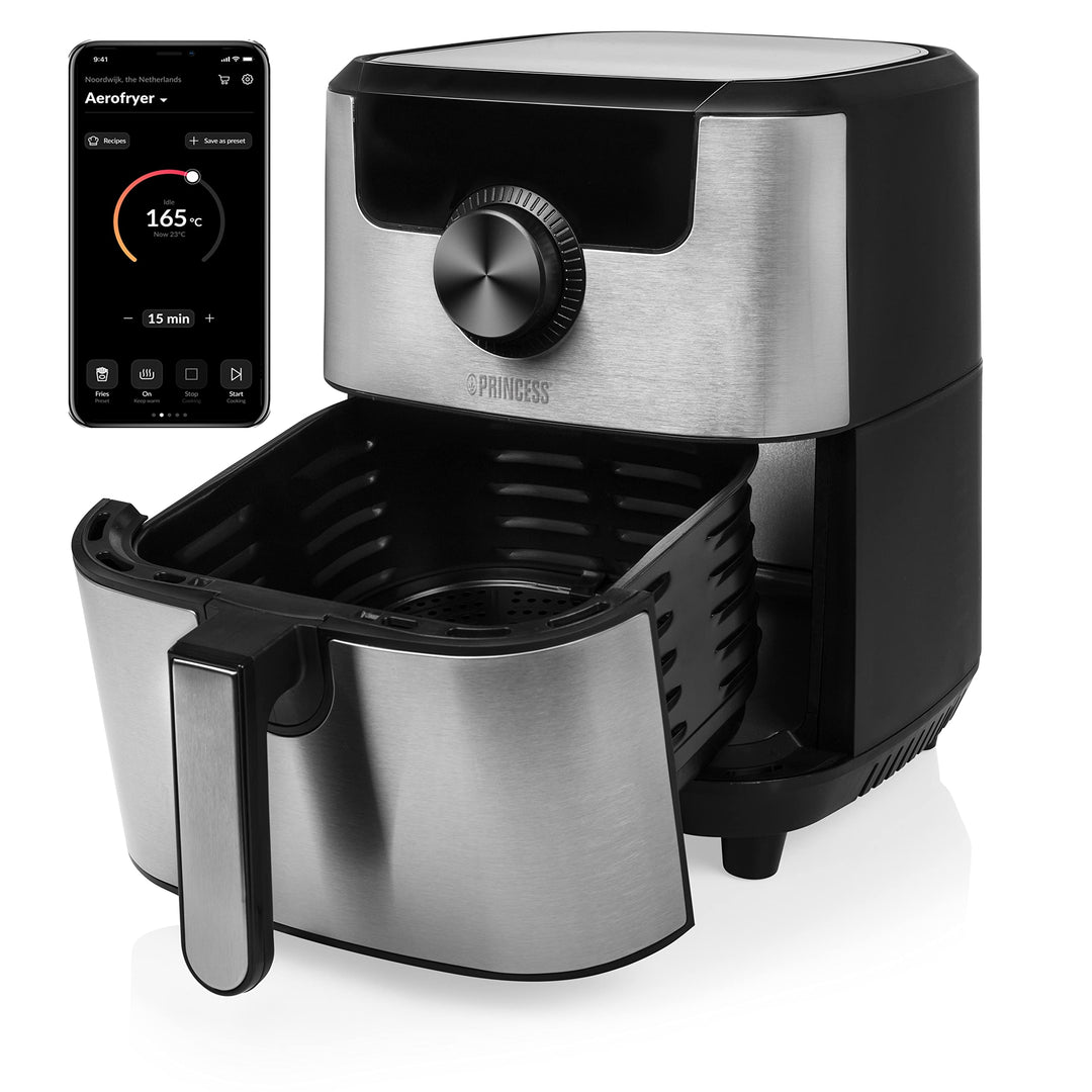 Princess Smart Heissluftfritteuse mit 4,5 Liter, Digitales Display, App-bedienbar (iOS und Android),