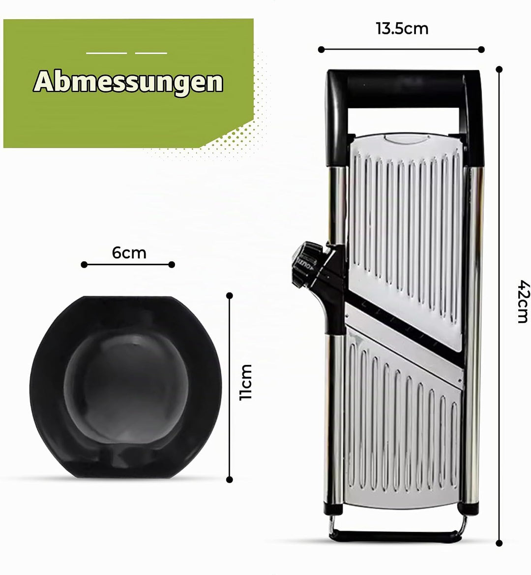 HI NATURE™ Edelstahl Gemüseschneider Mandoline – Verstellbarer Gemüse Mandolinenschneider mit Schnit