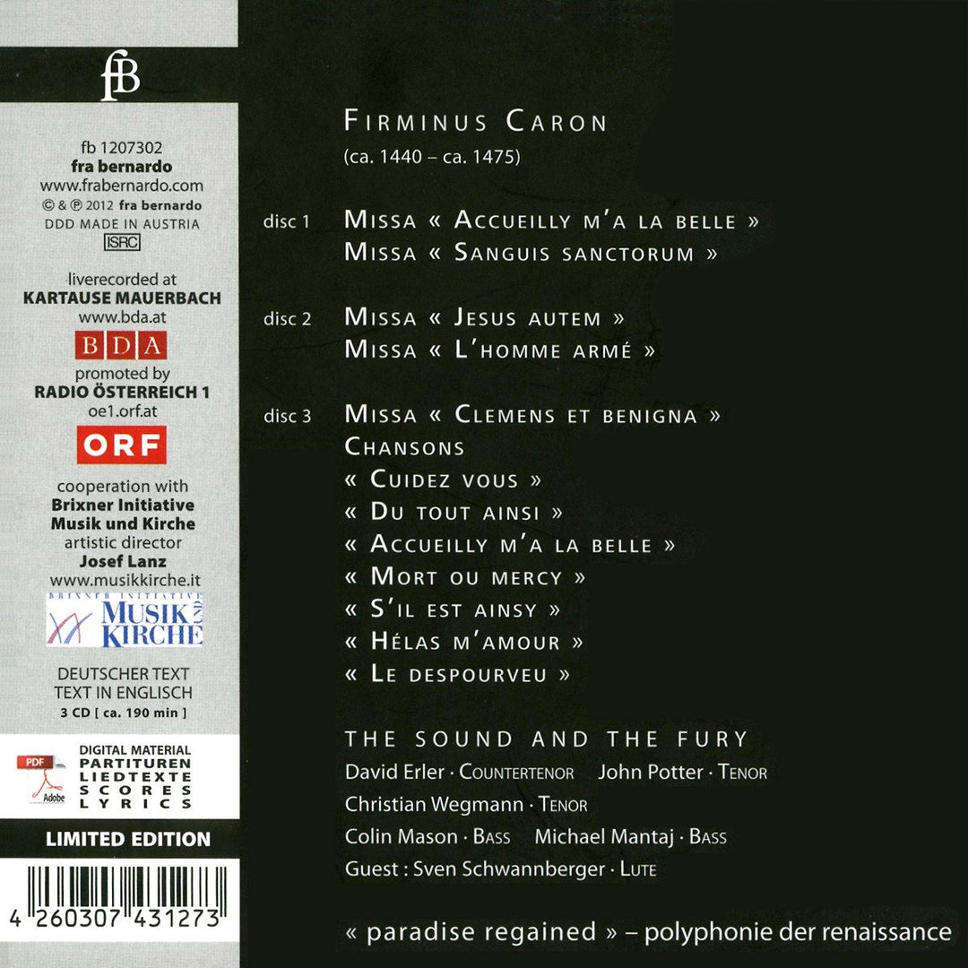 Caron: Messen und Chansons, Audio-CD