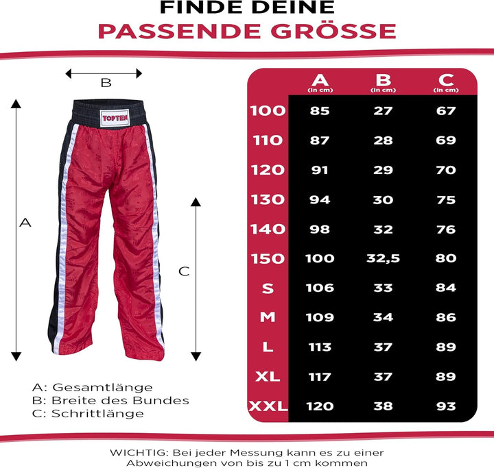 TOP TEN Kickboxhose „Mesh“ Rot - Schwarz XXL, Rot - Schwarz XXL