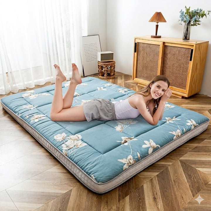 MAXYOYO Futon Matratze - gepolsterte japanische Bodenmatratze Gesteppte Klappbett Baumwolle Topper -