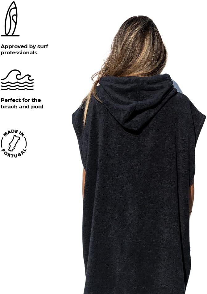 Pacifique Sud - Poncho Dunkelgrau ärmellos - Medium Grösse Coton - Made in Portugal