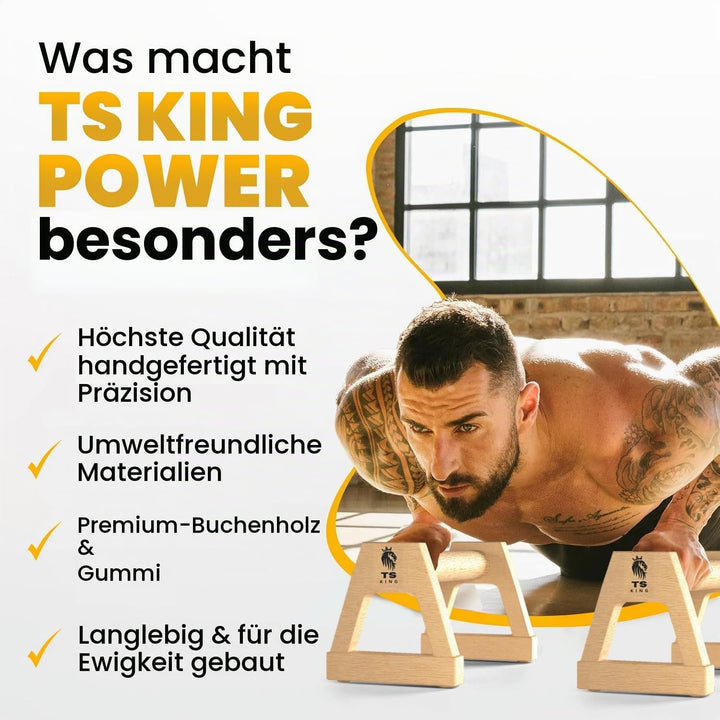 Grosse Liegestützgriffe – 2x rutschfeste &amp; gelenkschonende Holzgriffe – ideales Parallettes &amp; Calist