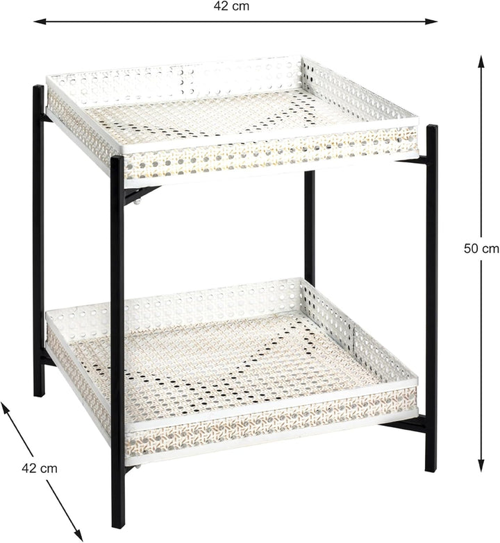 HAKU Möbel Beistelltisch, Metall, schwarz-creme, B 42 x T 42 x H 50 cm 42 x 42 x 50 cm, 42 x 42 x 50
