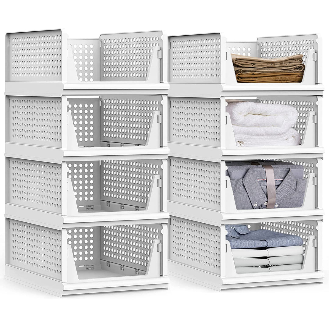 ZPONEED 8 Stück Faltbaren Kleiderschrank Organizer, Schrank Organizer Aufbewahrungsboxen, Stapelbare