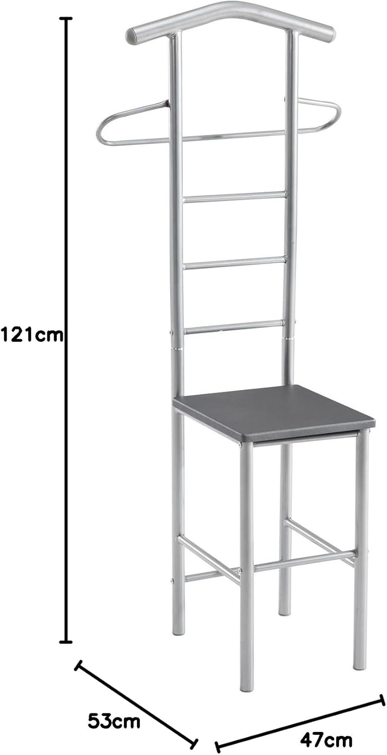 CARO-Möbel Herrendiener 2er-Set JIVO Kleiderständer Garderobenständer, Metall alufarben und MDF in g