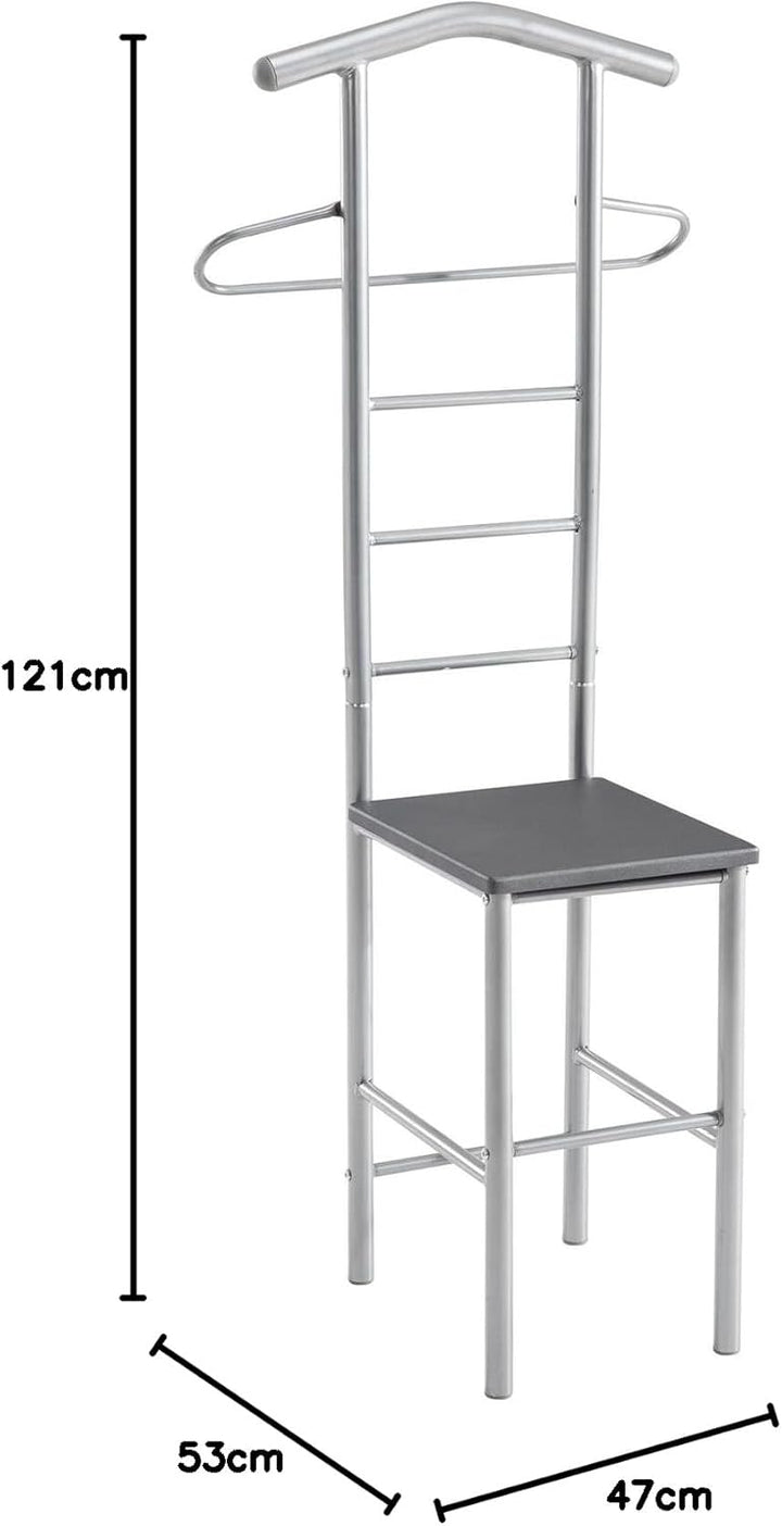 CARO-Möbel Herrendiener 2er-Set JIVO Kleiderständer Garderobenständer, Metall alufarben und MDF in g