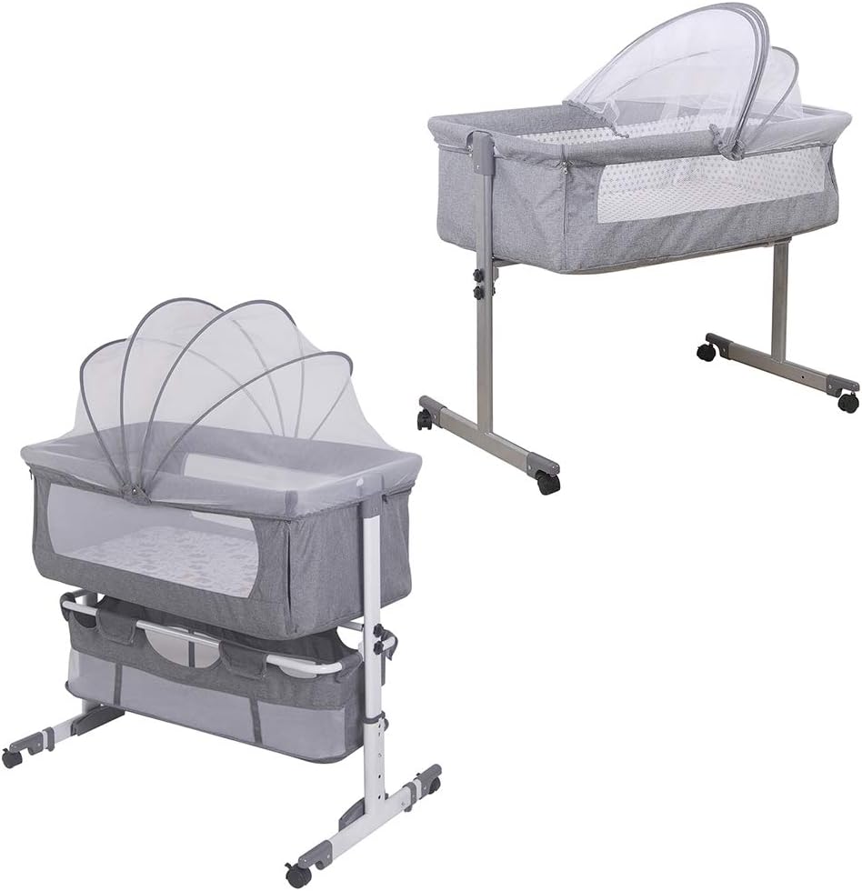 Babywiege, Beistellbett Babyfaltbar, tragbar, für Reisen, mit Moskitonetz, 3-in-1, höhenverstellbar