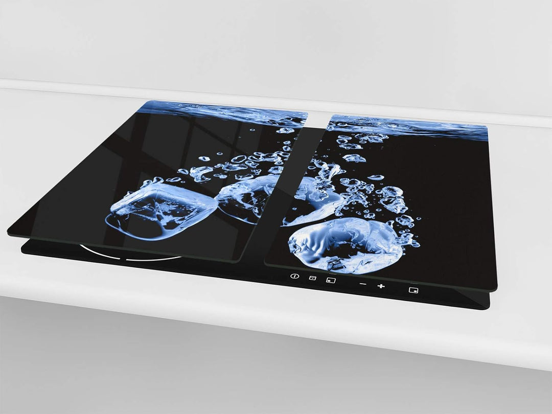 Küchenbrett aus Hartglas und Induktionskochplattenabdeckung – Schneideplatten SINGLE mit 60 x 52 cm
