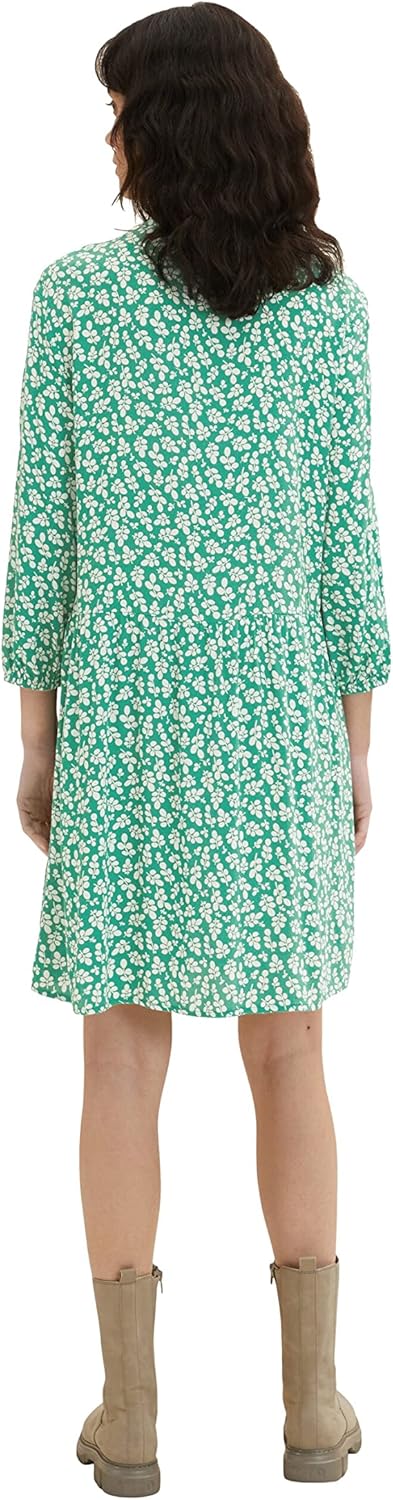 TOM TAILOR Damen dress with pattern and button placket 42 31117 - Green Floral Design, 42 31117 - Gr