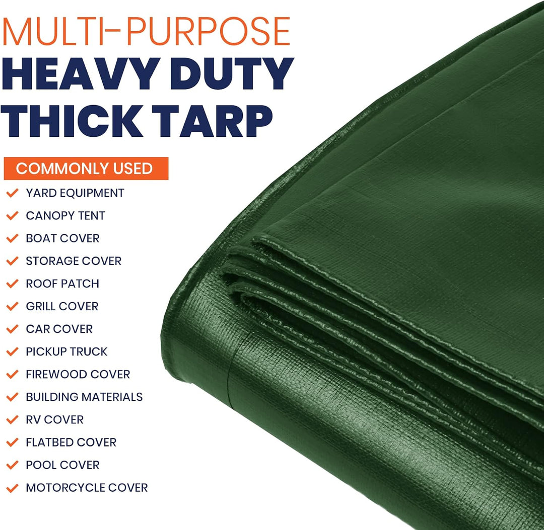 Tarpco Safety Abdeckplane Gewebeplane(245 g/m2 |12′ X 20′ | 3.65m X 6.1m| Grün/Schwarz) 14 Mil PE Sc