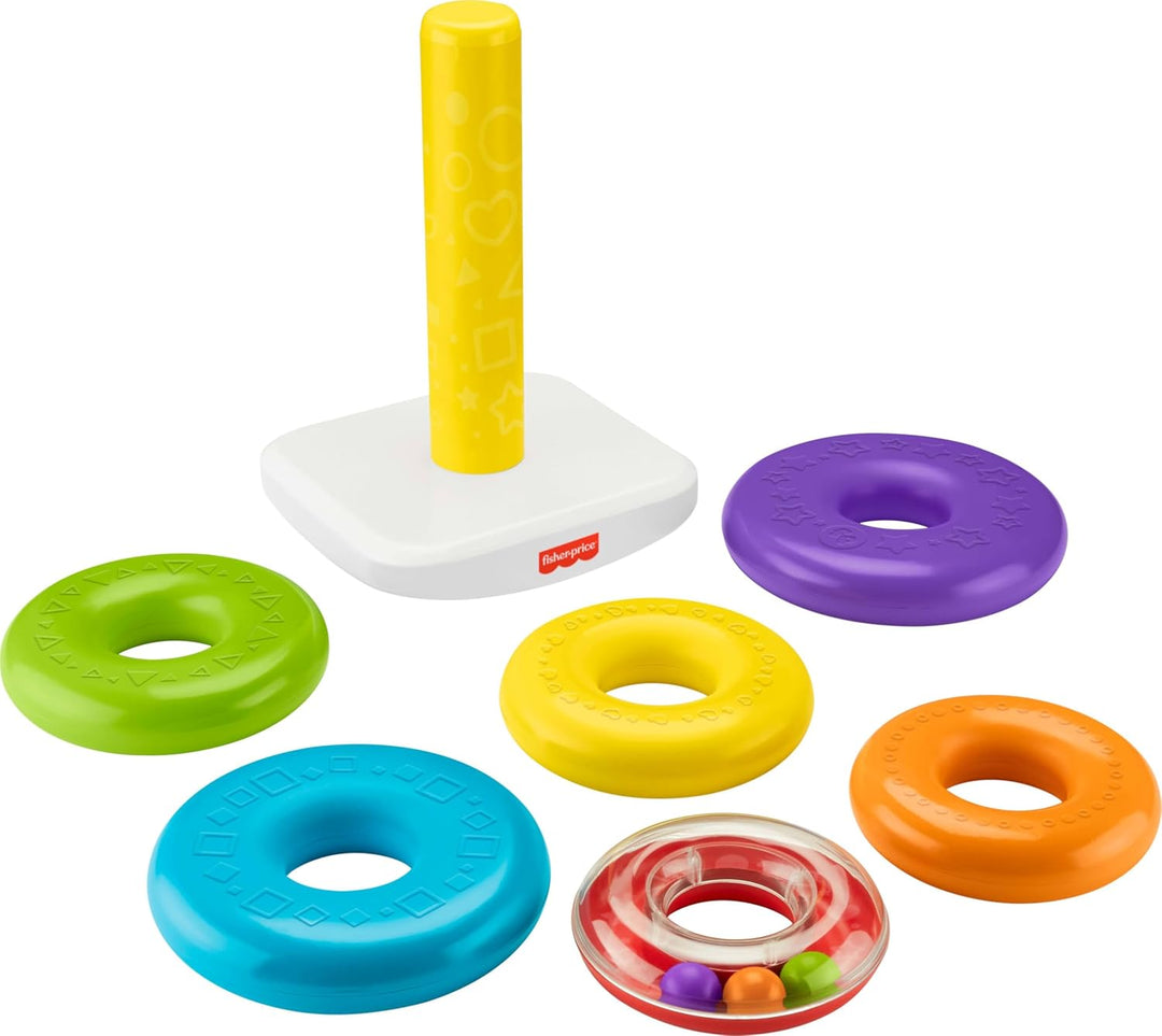 Fisher-Price GJW15 - GJW15 Gigantische Farbring Pyramide, Stapelspielzeug mit Ringen für Babys und K