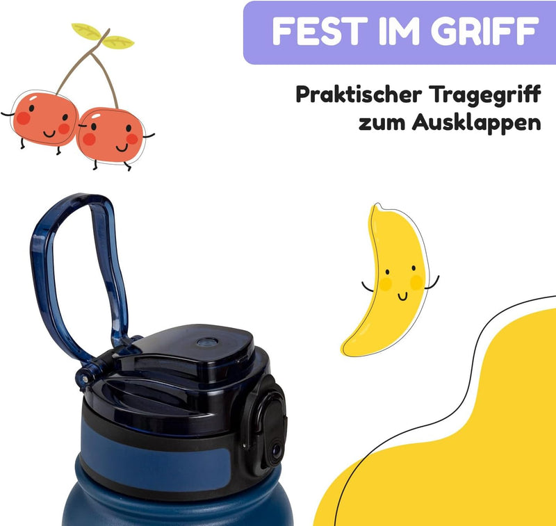 schmatzfatz Trinkflasche Kinder Auslaufsicher, 550ml Edelstahl-Trinkflasche für Schule & Kindergarte