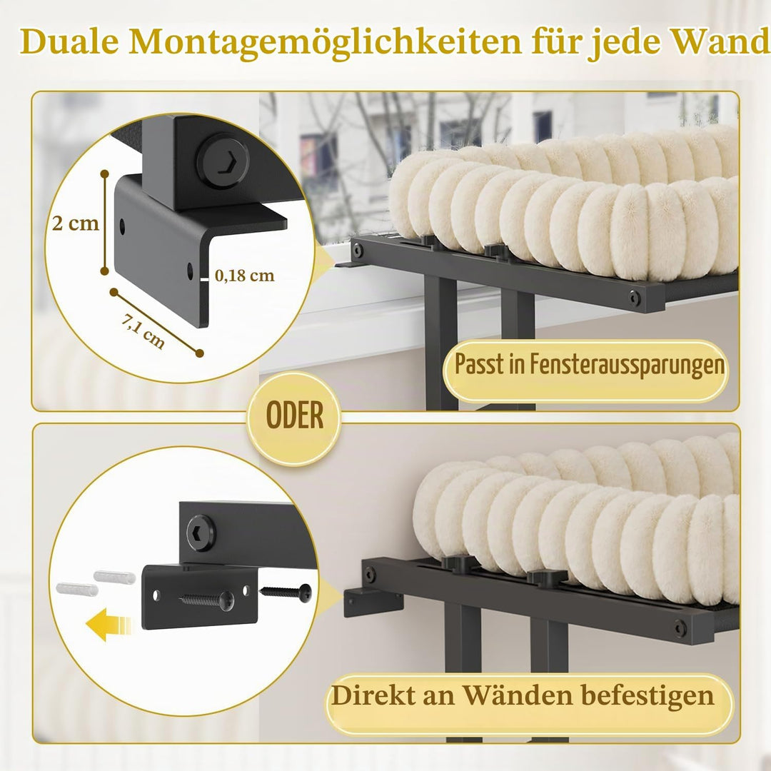Katzen-Fensterliege für grosse Katzen, Metallrahmen, Beige