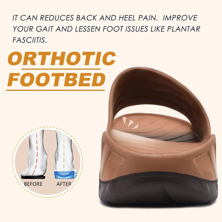 KuaiLu Recovery Sandalen Herren Bequeme Plantarfasziitis Schlappen Orthopädische Offene Zehen Männer